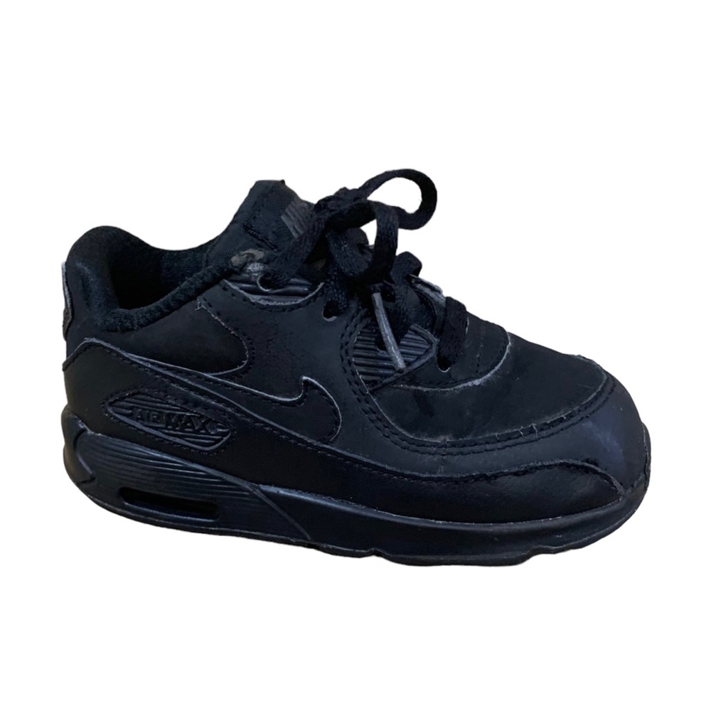 Nike Air Max 90 TD Triple Black Leather Sneakers - 8C - 408110-091